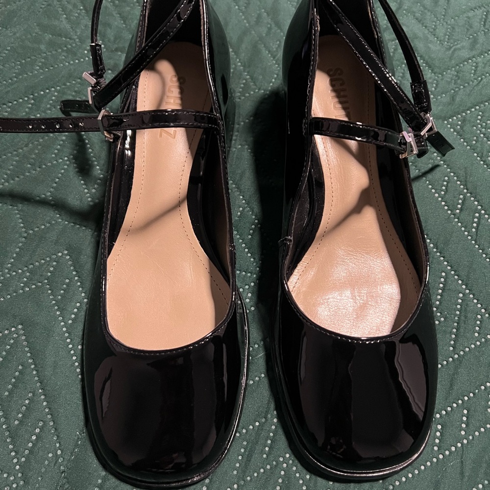 Schutz Black Patent Leather Mary Jane Shoes